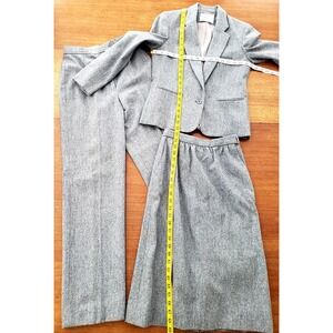 Vtg Jh‎ Collectibles Three Piece Wool Suit Jacket Pants Skirt Set